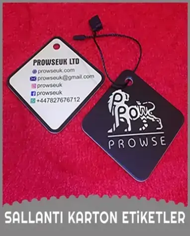 Sallantı karton etiket, fiyat etiketi ve delikli etiket çeşitleri